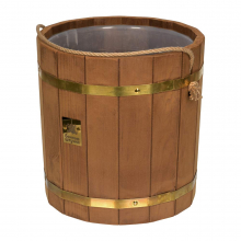 Ведро 13 л. (термо) с латунным обручем, пласт. вставкой, липа, "Банные штучки" 