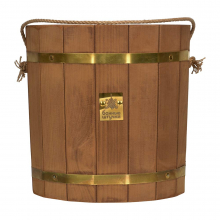 Ведро 13 л. (термо) с латунным обручем, пласт. вставкой, липа, "Банные штучки" 