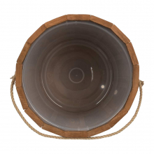 Ведро 13 л. (термо) с латунным обручем, пласт. вставкой, липа, "Банные штучки" 