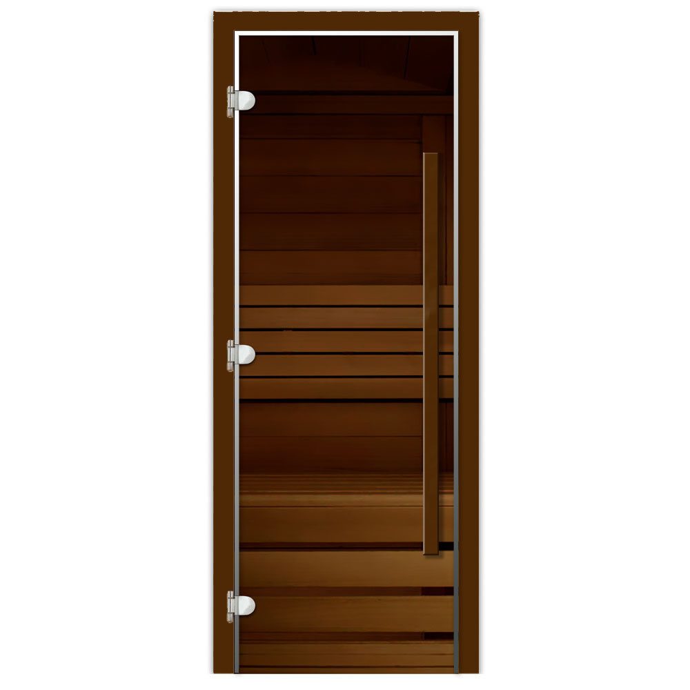 Дверь 1735х620 (1,8х0,7) стекло бронза ПРЕМИУМ Длинная Ручка МОККА 8 мм. левая