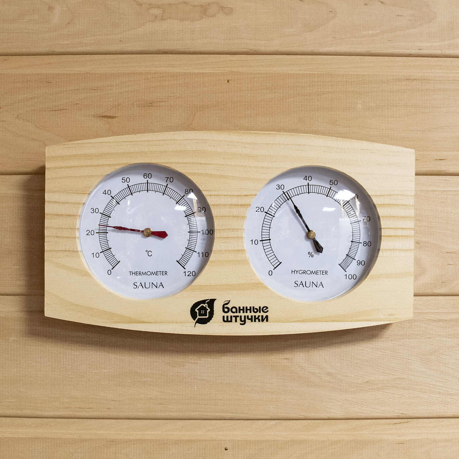 Термометр с гигрометром Банная станция для бани и сауны "Банные штучки" 24.5х13.5х3 см.